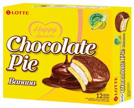 Choco Pie Banana, całe pudełko (12 x 28g) - Lotte