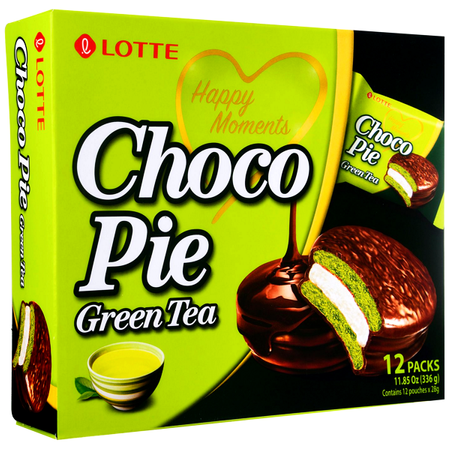 Choco Pie Green Tea, ciastko biszkoptowe z pianką 28g - Lotte