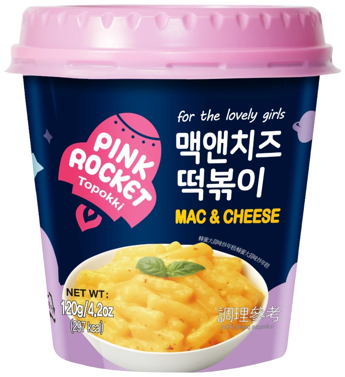 Danie Mac & Cheese Topokki, kluski ryżowe w sosie serowym 120g - Pink Rocket