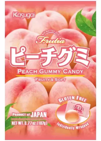 Frutia Peach Gummy, żelki o smaku brzoskwiniowym 107g - Kasugai