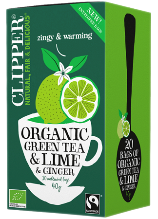 Herbata zielona z limonką i imbirem, ekologiczna 40g (20 x 2g) - Clipper
