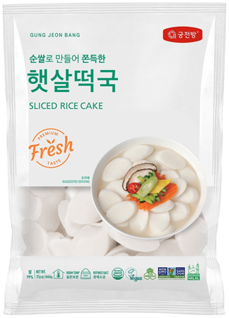 Kluski ryżowe do Tteokbokki, Tteokguk owalne 500g - Gung Jeon Bang