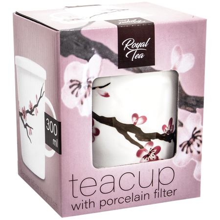 Kubek do herbaty z filtrem, porcelanowy Sakura 300ml - Royal Tea