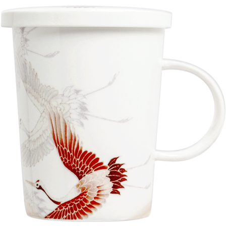Kubek do herbaty z filtrem, porcelanowy Żurawie 300ml - Royal Tea