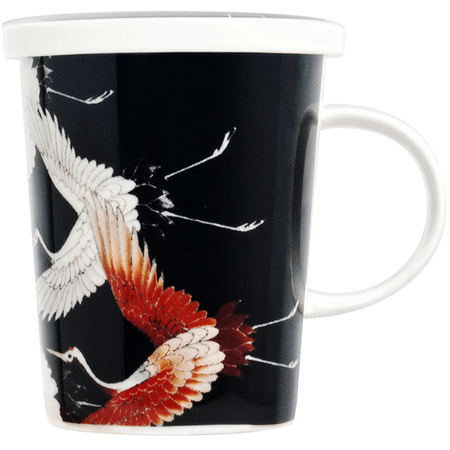 Kubek do herbaty z filtrem, porcelanowy Żurawie Black 300ml - Royal Tea