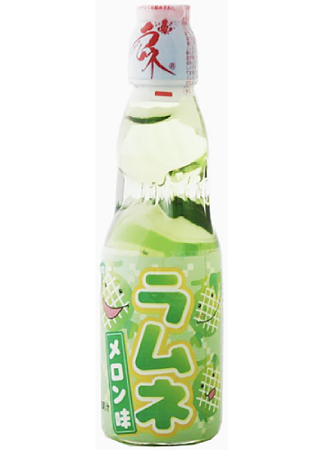 Napój Ramune Melon, japońska oranżada o smaku melonowym 200ml - Hata Kosen