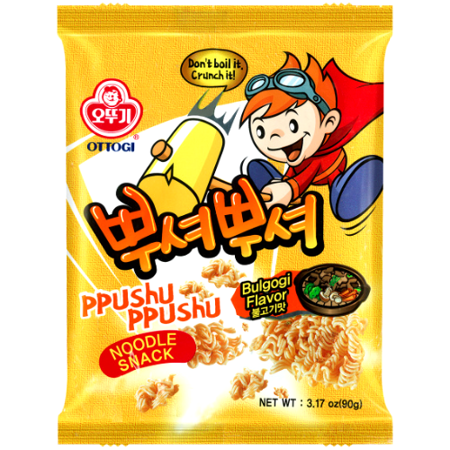 Ppushu Ppushu, makaron-przekąska o smaku koreańskiego BBQ 90g - Ottogi