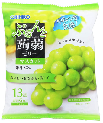 Purunto Konjac Jelly grape muscat, galaretki o smaku winogronowym 120g - Orihiro