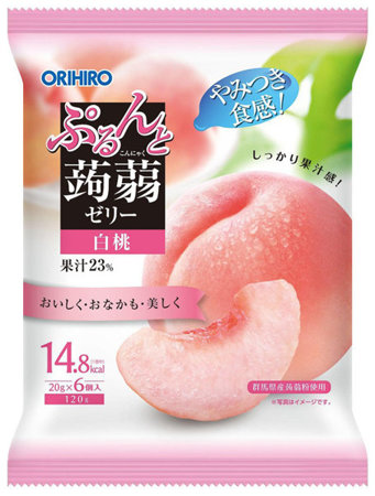 Purunto Konjac Jelly peach, galaretki o smaku brzoskwiniowym 120g - Orihiro