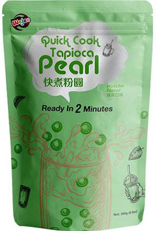 Quick Cook Tapioca Pearl, błyskawiczne perełki do Bubble Tea o smaku matcha 250g - Wejee