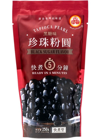 Tapioka Pearl Black Sugar, błyskawiczne perełki do Bubble Tea o smaku czarnego cukru 250g - WuFuYuan