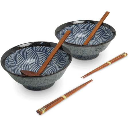 Zestaw misek do ramenu Fale niebieski, 6 elementów - Edo Japan
