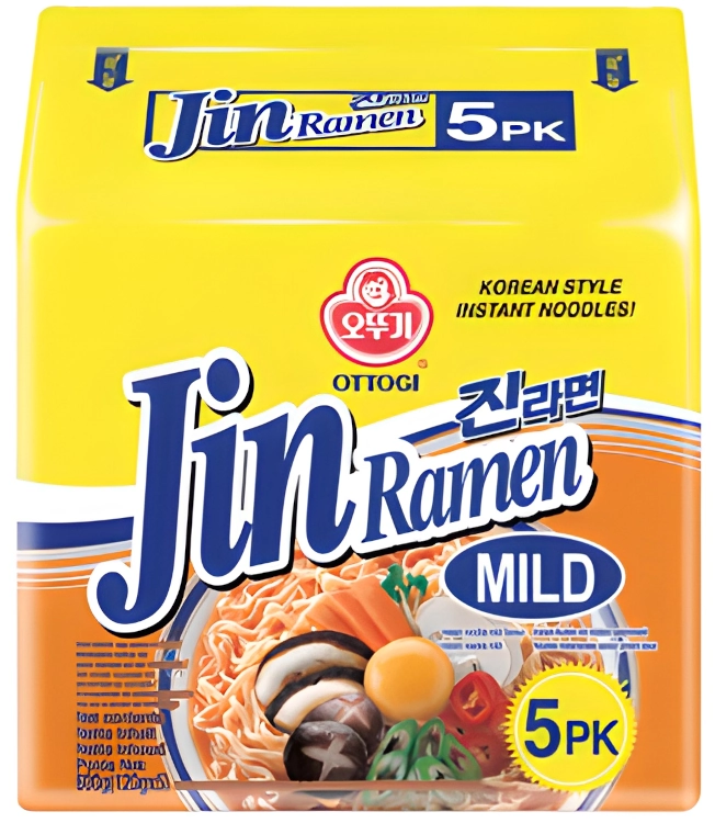 Zupa makaronowa Jin Ramen Mild, lekko pikantna 5x120g - Ottogi